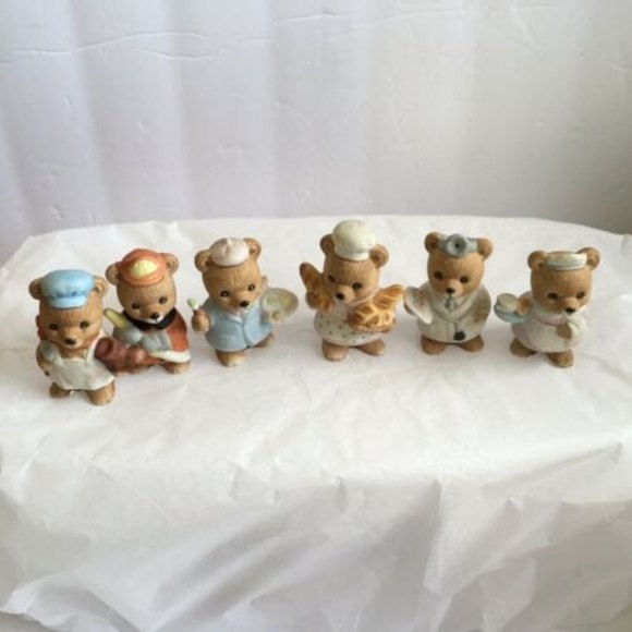 6 Vintage 1980 Homco Career Professional Bears Home Interior Figurines  #8820 - Picture 2 of 10